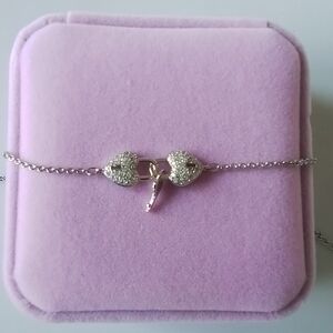 White Gold Plated Heart And Key ANKLET